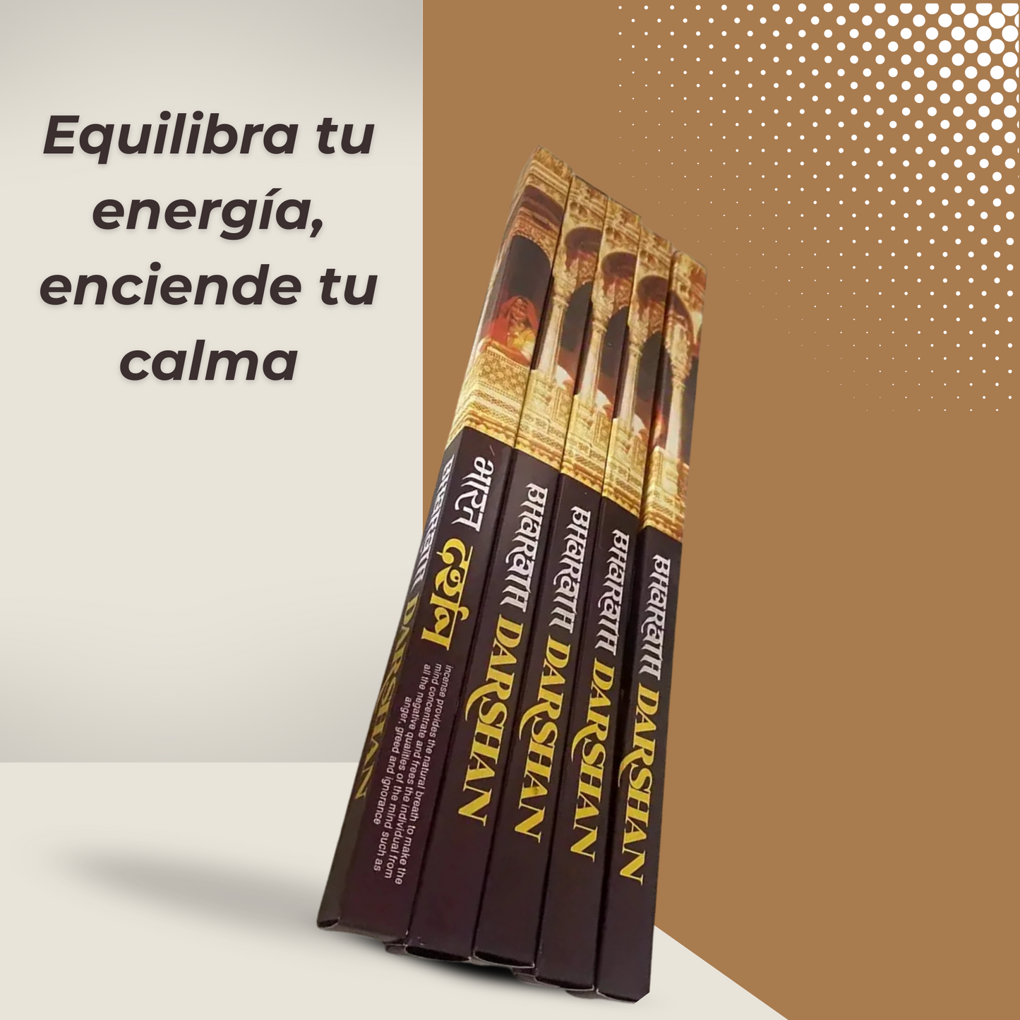 Incienso natural Darshan en pack de 5 varillas, ideal para meditación, relajación y armonía espiritual.