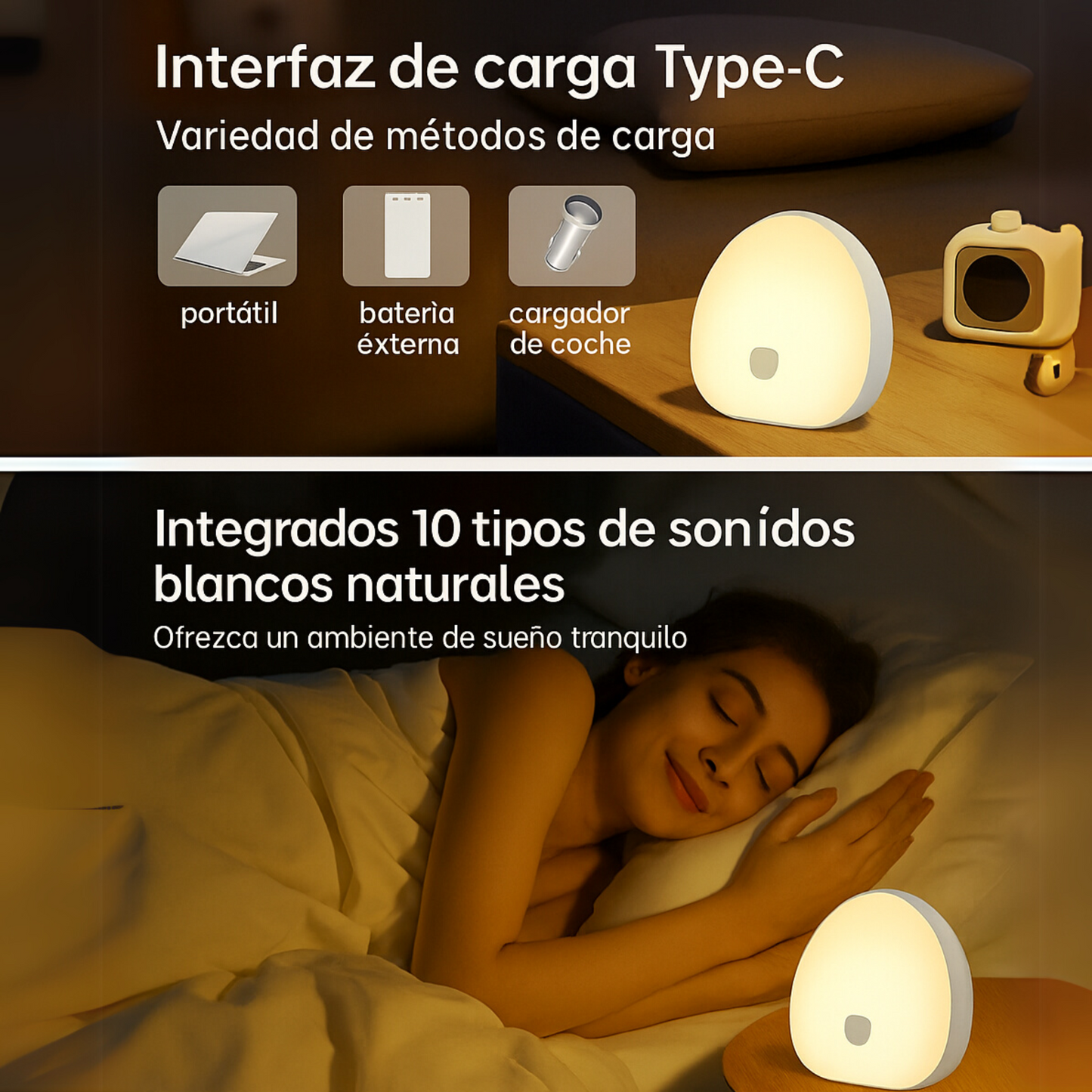 Luz Nocturna con Sonidos Relajantes