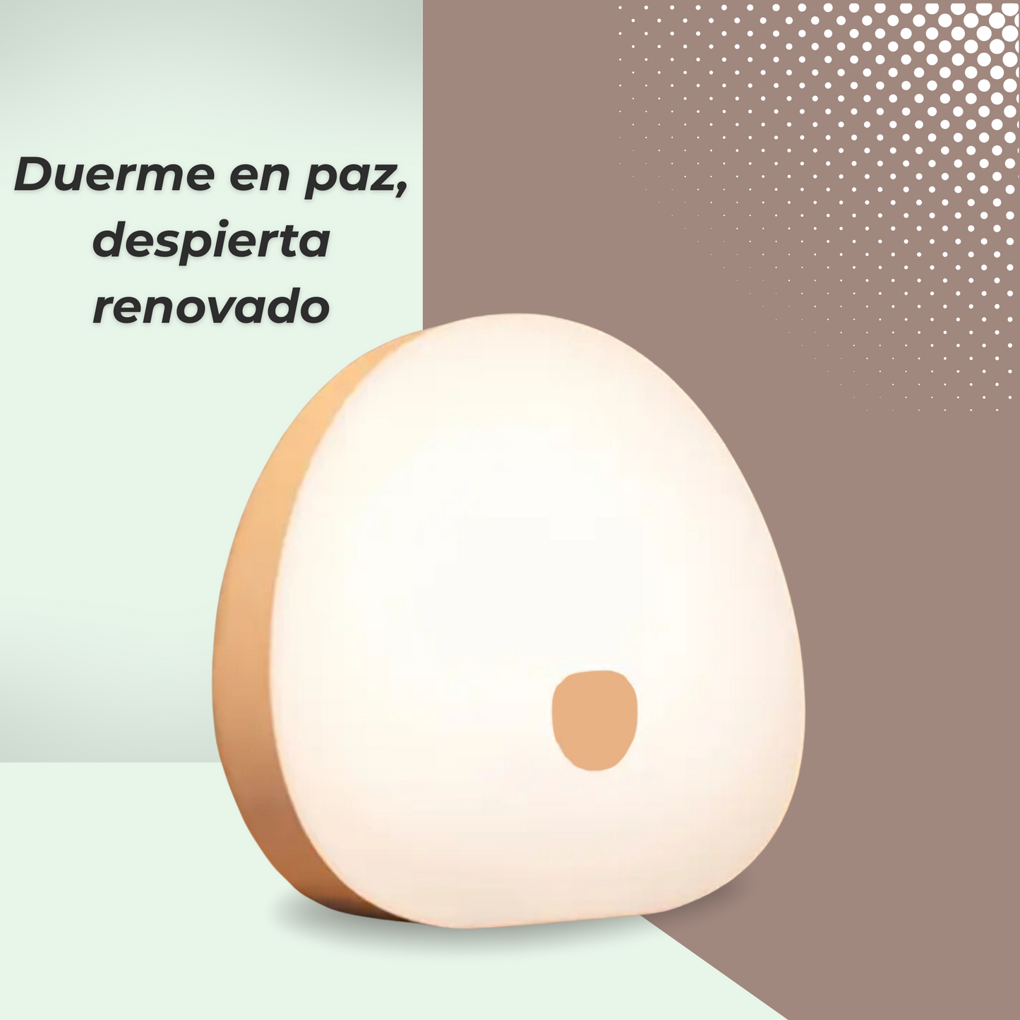 Luz nocturna con sonidos relajantes y temporizador, ideal para dormir profundamente.